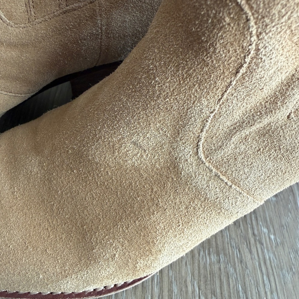J.Crew Sadie Ankle Boots Tan Suede Western Pointed Block Heel AC328 Womens 9.5 - Picture 3 of 11